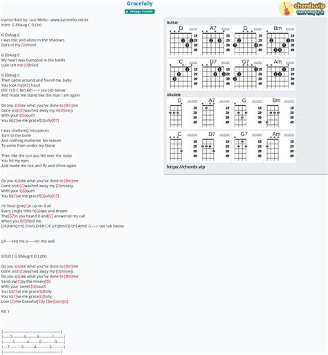 Chord: Gracefully - tab, song lyric, sheet, guitar, ukulele | chords.vip