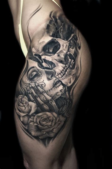 Skull Thigh Tattoos Skull Sleeve Tattoos Body Art Tattoos Thigh