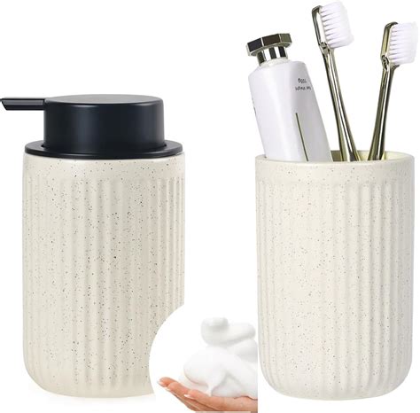 Amazon Bosilunlife Foam Hand Soap Dispenser Set Toothbrush Holder