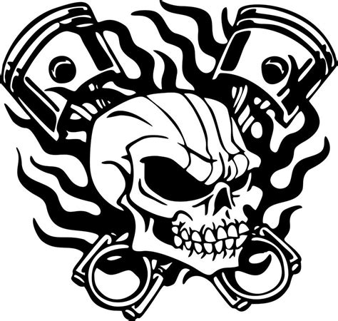 Skull Skeleton Piston Racing Flame Car Truck Window Laptop Vinyl Decal