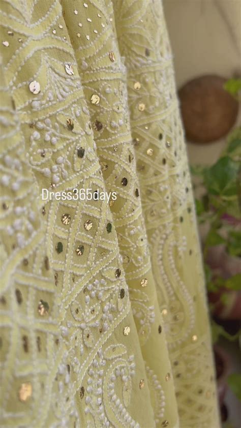 Yellow Chikankari Mukaish Saree Dress365days