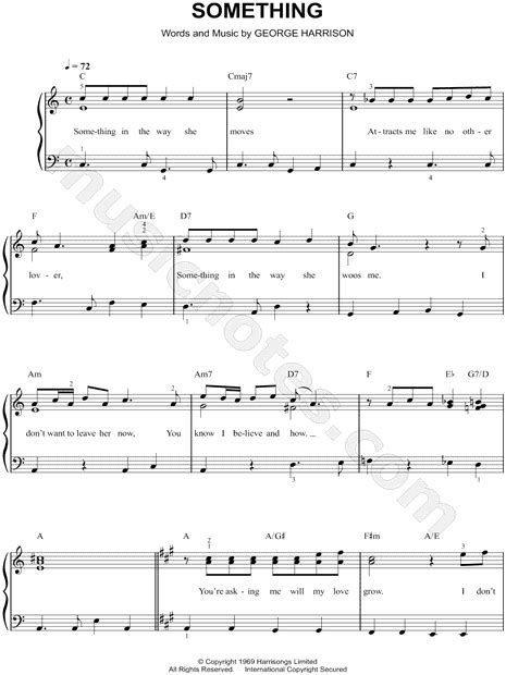 The Beatles Something Sheet Music Easy Piano In C Major Download And Print Sku Mn0104548