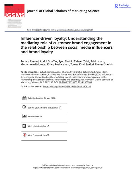 PDF Influencer Driven Loyalty Understanding The Mediating Role Of