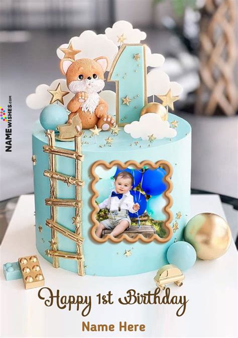 Happy Birthday Cake With Name And Photo For Baby - Bios Pics