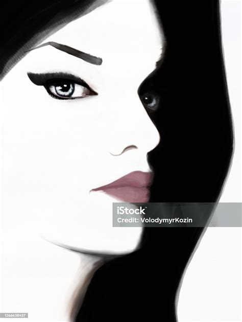 Fashion Portrait Of A Young Woman Close Up Stock Illustration