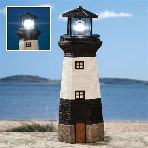 Solar Powered Garden Light House Lighthouse Ornament With Rotating Led