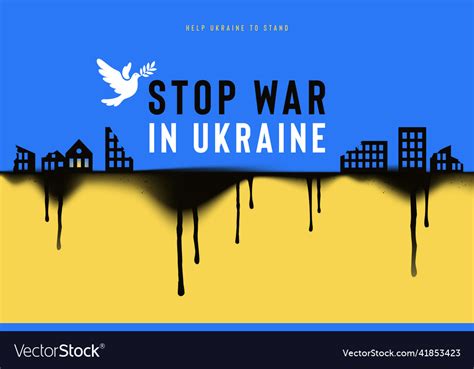 Stop War In Ukraine Poster With Dove Of Peace Vector Image