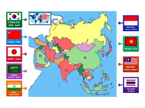 Mapa Pol Tico Mudo Asia Diagrama Con Etiquetas