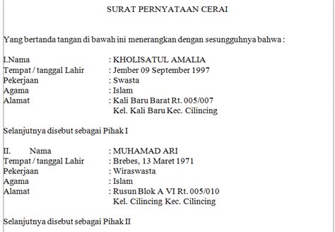 Contoh Surat Keterangan Cerai Dari Desa Doc Triprofik