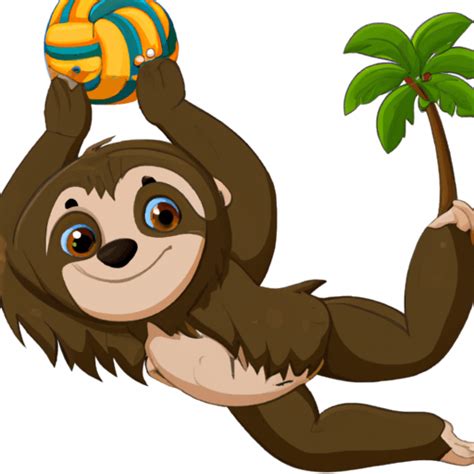 Cartoon Sloth Playing Volleyball Creative Fabrica