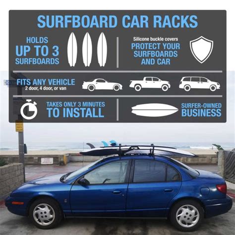 Surfboard Car Roof Racks - Strap up to 3 Surf Boards on Your Car