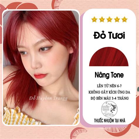 Thuốc Nhuộm Tóc Màu ĐỎ TƯƠi Tặng Kèm Oxy Trợ Nhuộm Găng Tay Mũ Trùm Và