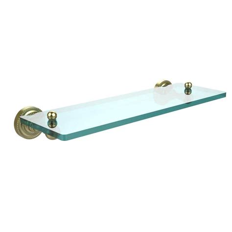 Allied Brass Dottingham 16 In L X 3 In H X 5 In W Single Clear Glass Bathroom Shelf In Satin