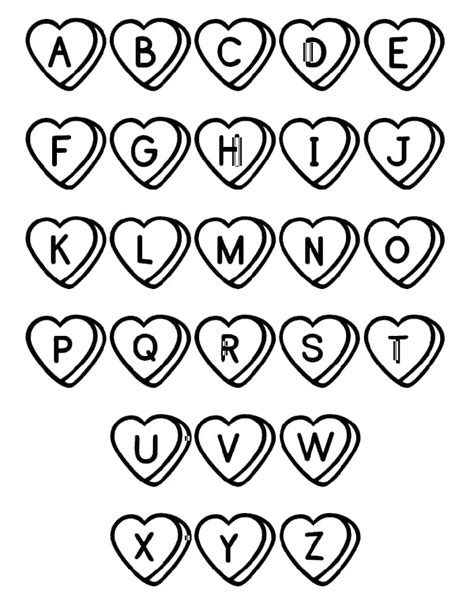 Alphabet And Letter A Z With Heart Coloring Page Download Print Or