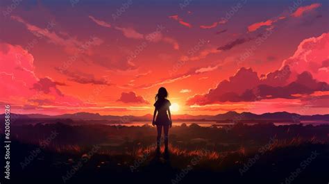 Silhouette of a person in the sunset - Graceful anime girl silhouette ...