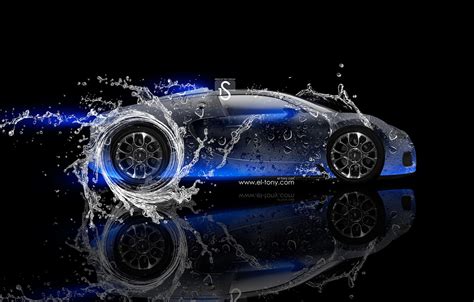 Wallpaper Water, Neon, Bugatti, Veyron, Blue, Veyron, Blue, Photoshop, Photoshop, Design, Black ...