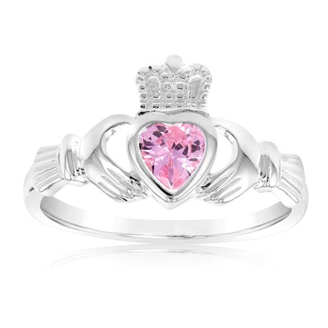 Sterling Silver Coloured Cubic Zirconia Claddagh Ring Shiels Jewellers