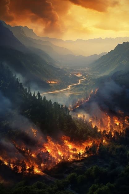 Free AI Image | Wildfire ravaging nature