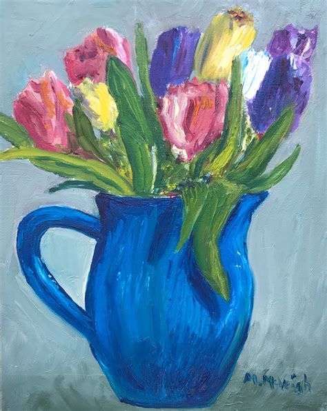 Tulips Original Oil Painting - oil on canvas, in Flowers