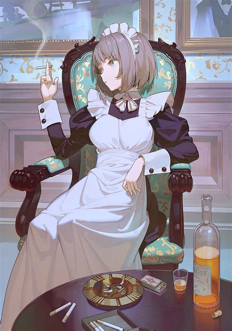 HD Wallpaper Anime Women Anime Girls Maid Uniform Relaxing