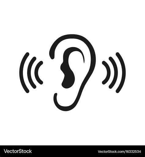 Ear listening hearing audio sound waves Royalty Free Vector