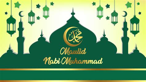 maulid nabi muhammad islamic background green 11365330 Vector Art at ...