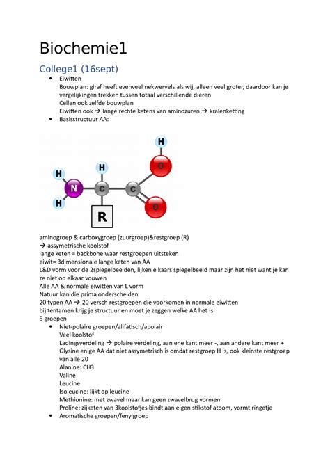 Biochemie College Biochemie College Sept Eiwiten Bouwplan