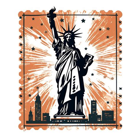 Premium Photo Stamp Of Statue Of Liberty With Monochrome Copper Color