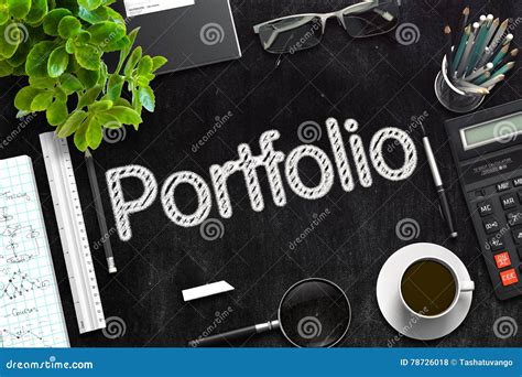 Portfolio On Black Chalkboard D Rendering Stock Photo Image Of