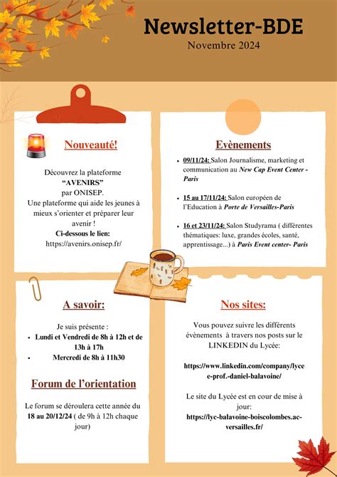 Newsletter Bde Novembre Lyc E Professionnel Daniel Balavoine