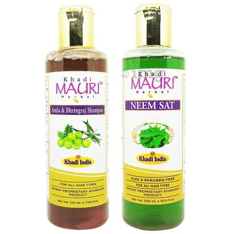 Khadi Mauri Herbal Amla Bhringraj Neem Shampoo 210ml Each Buy Combo