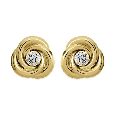 Ct Gold Cubic Zirconia Knot Stud Earrings Mm G F Hinds