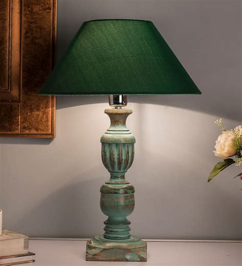 Buy Green Fabric Shade Table Lamp With Blue Base By Homesake At Off