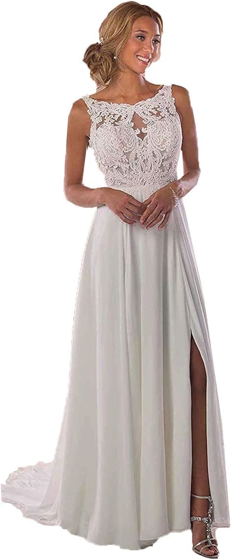 Beyonddress Abito Da Sposa In Chiffon Lungo Ed Elegante Abito Da