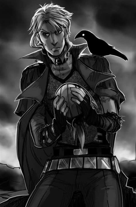 A Black And White Drawing Of A Man Holding A Ball With A Crow On His