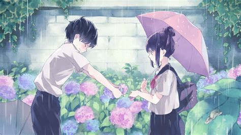 #4585157 anime boys, umbrella, artwork, anime, rain, street - Rare ...