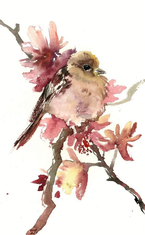 Female Sparrow Original Watercolor Painting Bird Art Bird Etsy