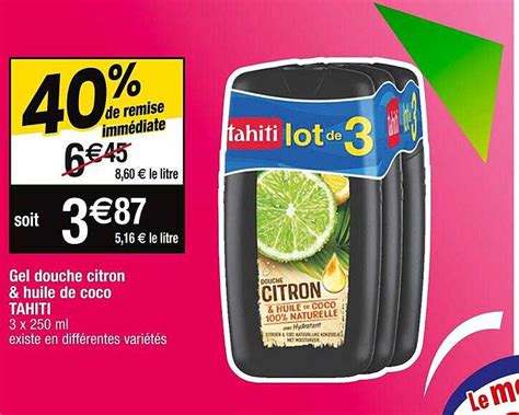 Promo Gel Douche Citron Huile De Coco Tahiti Chez Cora Icatalogue Fr