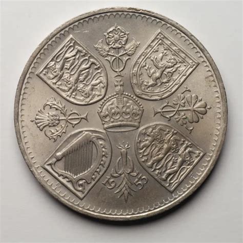 1953 Coronation Crown Coin Queen Elizabeth Ii British Five Shillings £3