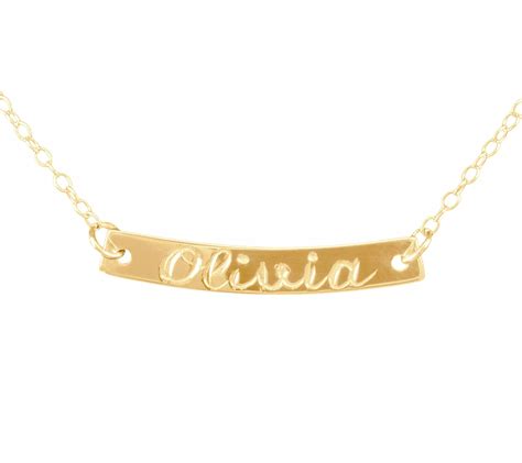 K Gold Plated Personalized Engraved Curved Bar Name Necklace Qvc