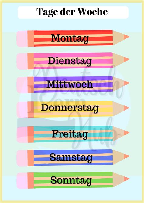 Mash Tage Der Woche Days Of The Week Poster In German