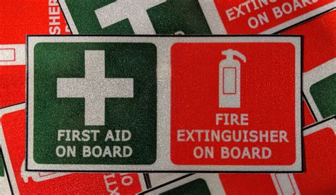 First Aid Fire Extinguisher On Board Reflective Printed Decal