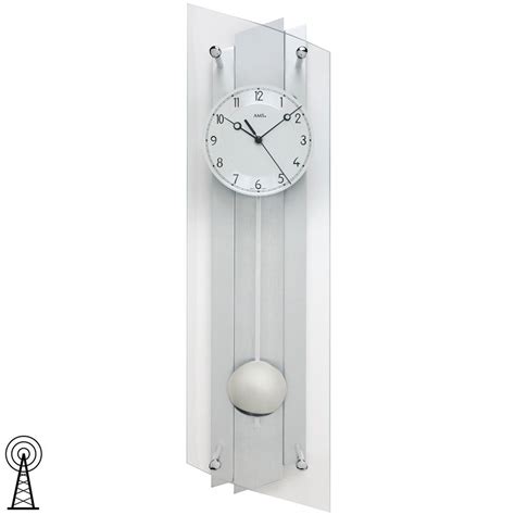 Ams Funk Pendel Uhr X Cm Aluminium Geschwungenes Glas