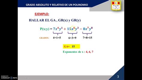 QUINTO GRADO GRADO ABSOLUTO Y RELATIVO DE UN POLINOMIO YouTube