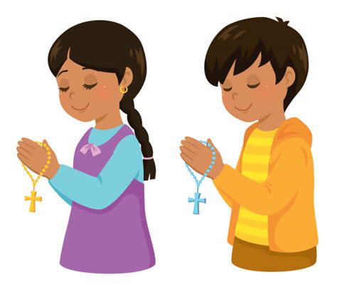 50 Kids Praying The Rosary Stock Illustrations Royalty Free Vector