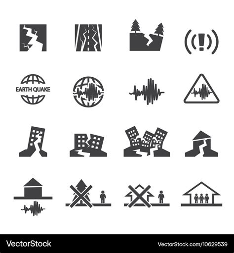 Earthquake Icons Set Royalty Free Vector Image