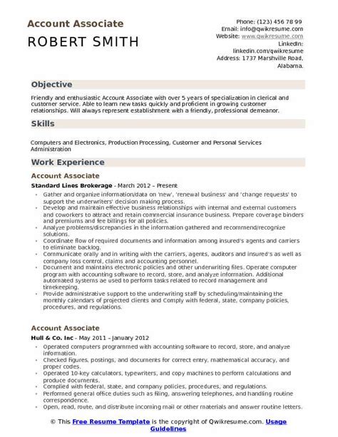 Account Associate Resume Samples Qwikresume