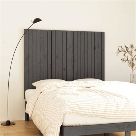 Vidaxl T Te De Lit Murale Gris X X Cm Bois Massif De Pin