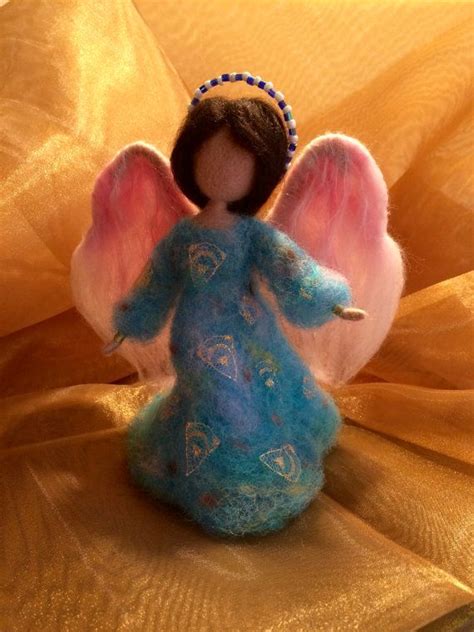 Needle Felted Angel Waldorf Inspired Wool Angel In Blue Etsy Felt