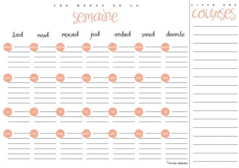 Sélection de 10 menus et listes de courses à imprimer Simplement Organisée